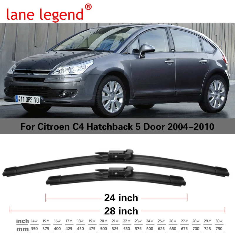 Car Windshield Windscreen Wiper Blades For Citroen C4 Hatchback 5 Doors Front Rear Window 2004 2005 2006 2007 2008 2009 2010