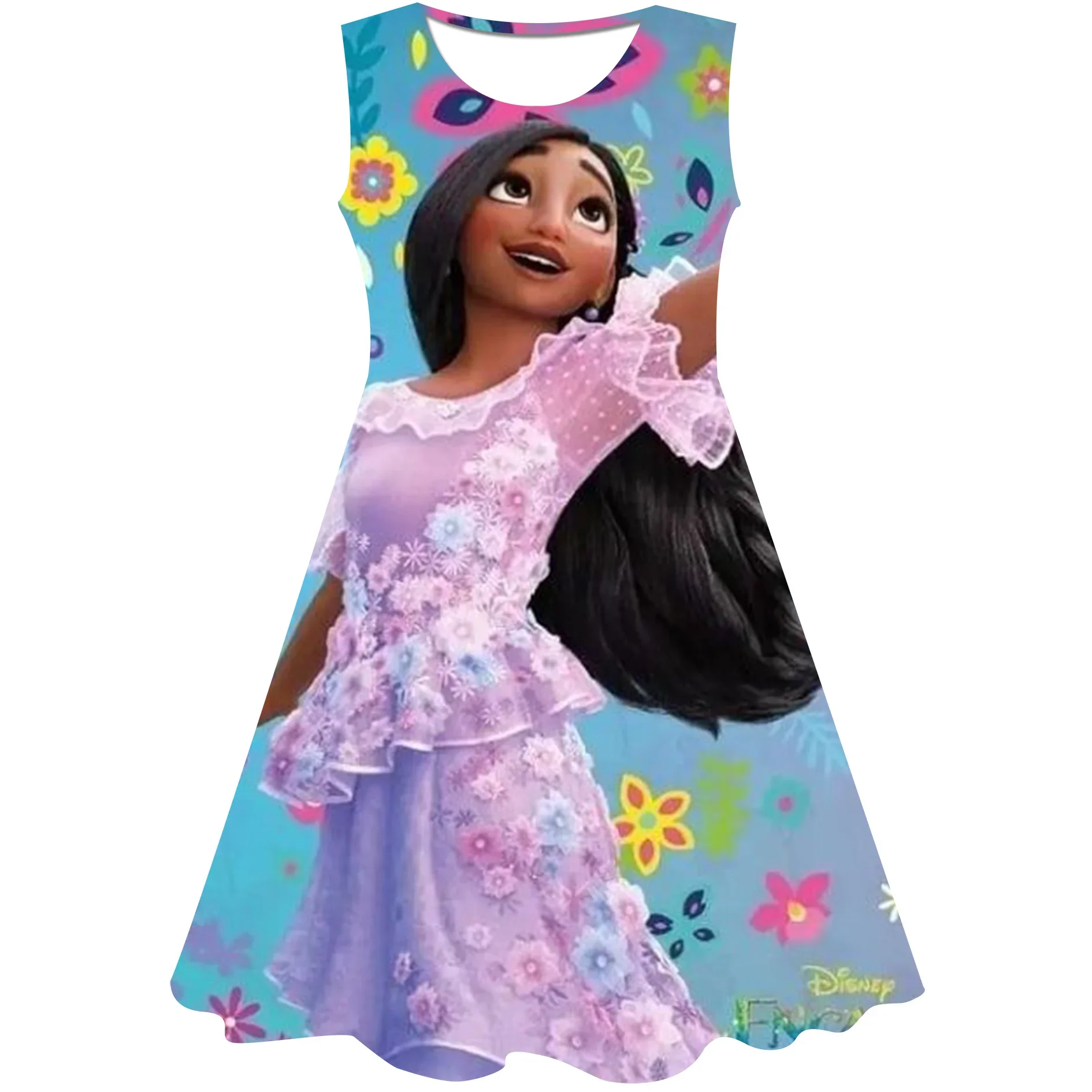 Kids Encanto Summer Dresses Girls Mirabel Princess Dress Girl Party Vestidos Girls Dress Children Disney Series Frocks Clothing