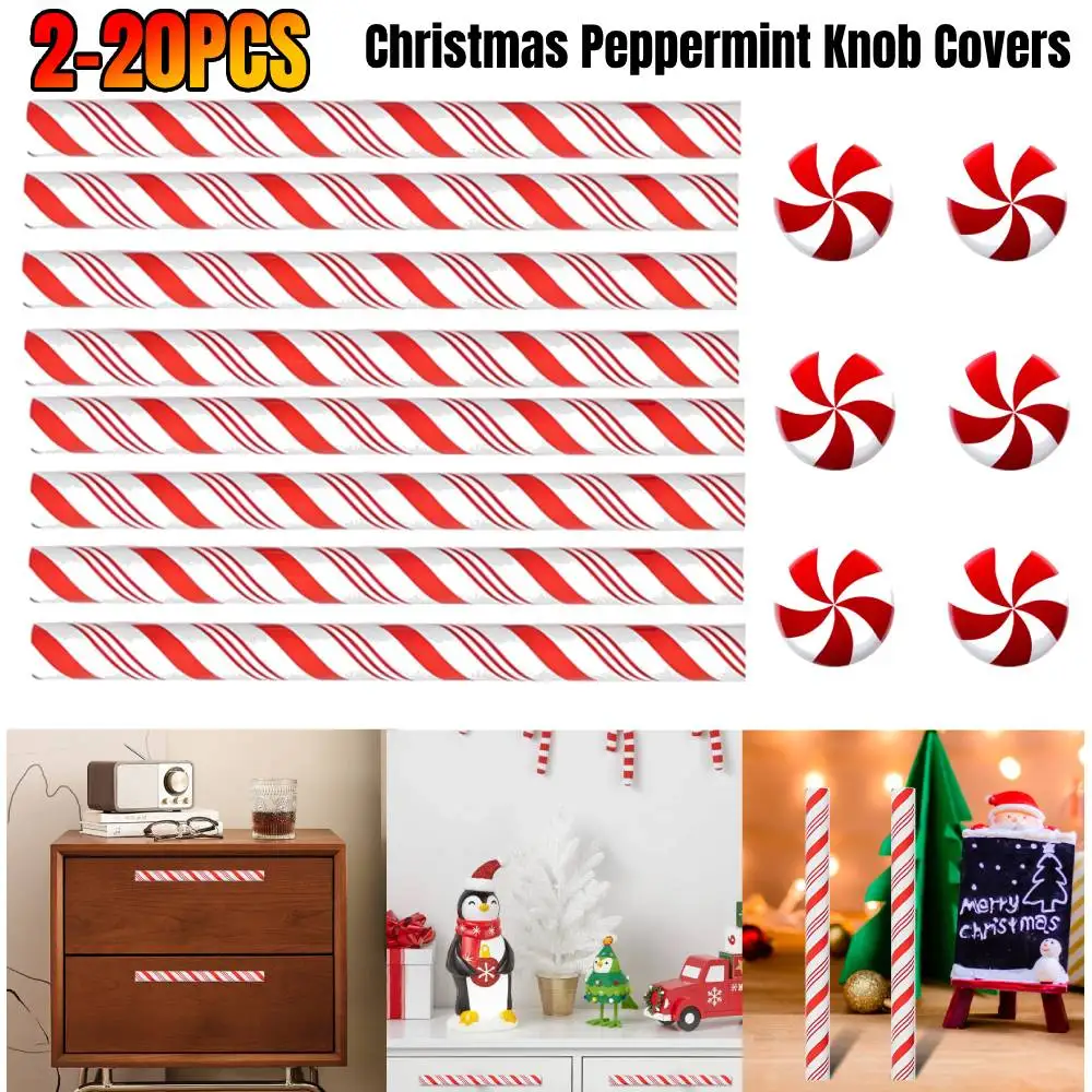 2-20 قطعة عيد الميلاد النعناع مقبض يغطي خزانة الزخرفية مضمد يسحب الإبداعية مقبض الباب يغطي لعيد الميلاد الديكور