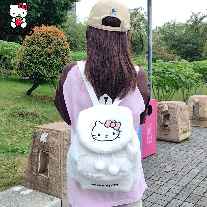 Sanrio Backpack Hello Kitty Plush Bag Kuromi Makeup Pouch My Melody Schoolbag Pochacco Bagpack Kid Double Shoulder Bag Girl Gift