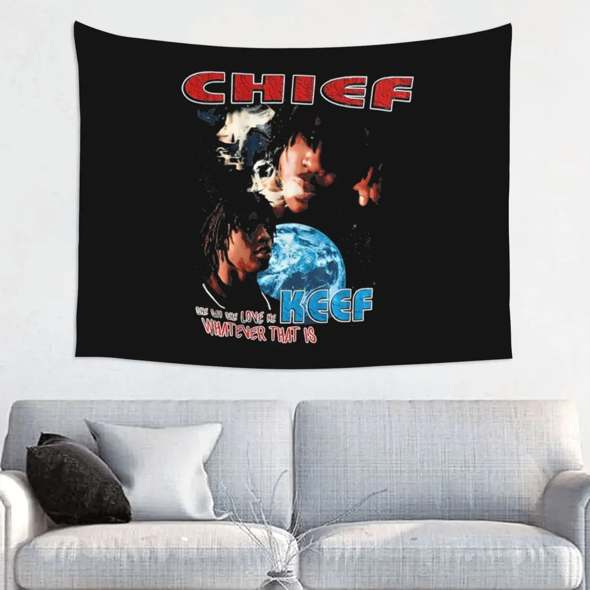 Chief Keef Tapestry Wall Hanging Hippie Polyester Tapestries American Rapper Boho Throw Rug Blanket Room Decor Tapiz