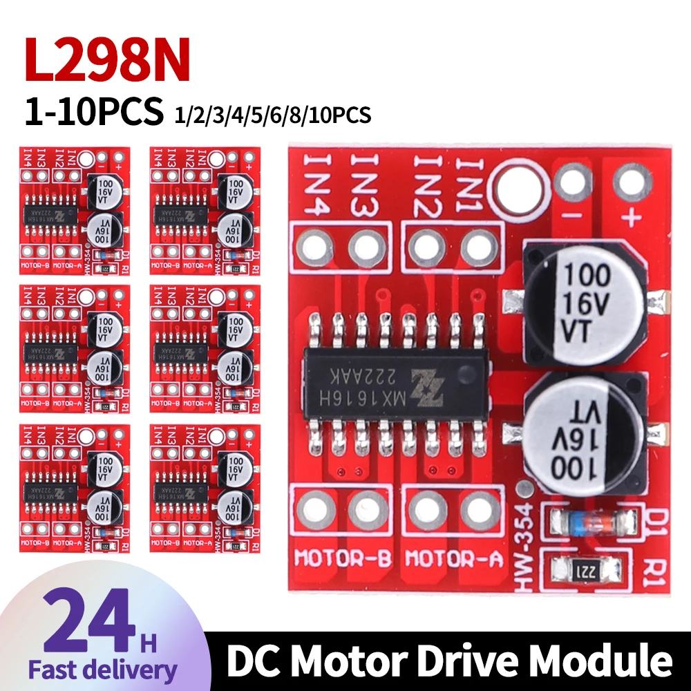

1-10PCS L298N DC Motor Drive Module 2-way Forward Reverse PWM Speed Double H-bridge Stepping Motor Board Electronic Components