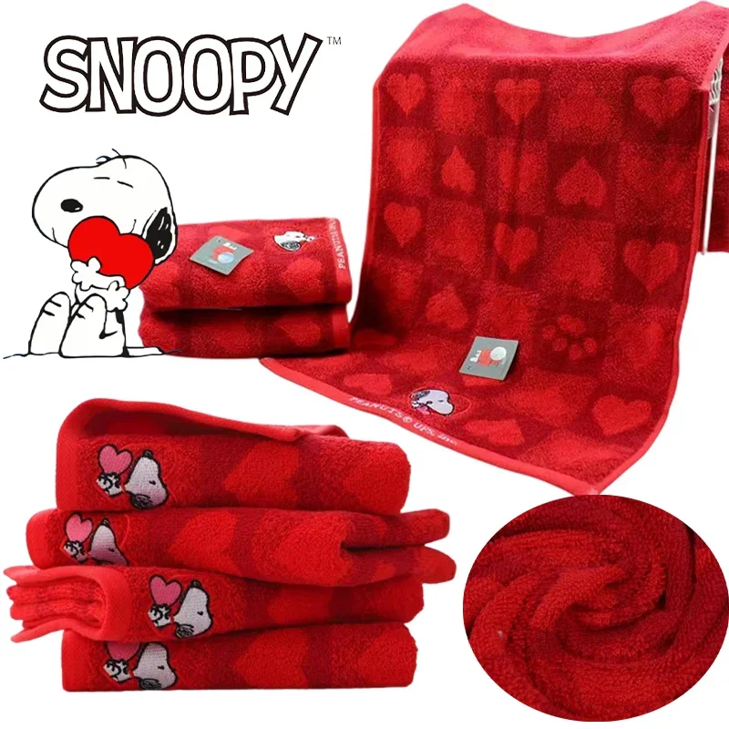 74x34cm Snoopy Cotton Towel Cartoon Embroidered Thickened Bathroom Towels Adults Children Soft Affinity Absorbent Face Towel