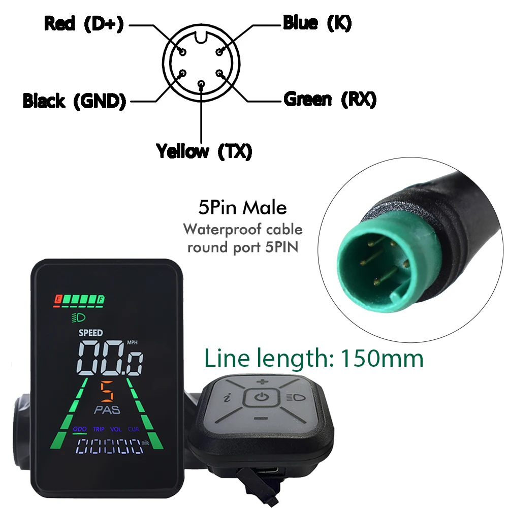 L5 LCD Display Meter Dashboard 24V 36V 48V 60V Elektrische Fahrrad Meter Display Panel für elektrische Roller