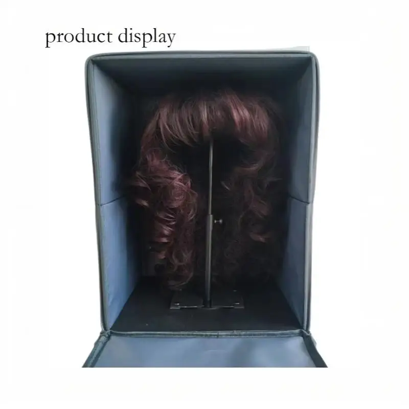 Wig Storage Box For Toupee Closure Frontal Hand Carry Wig Bag With Head Stand Foldable High Capacity Wig Packaging Box