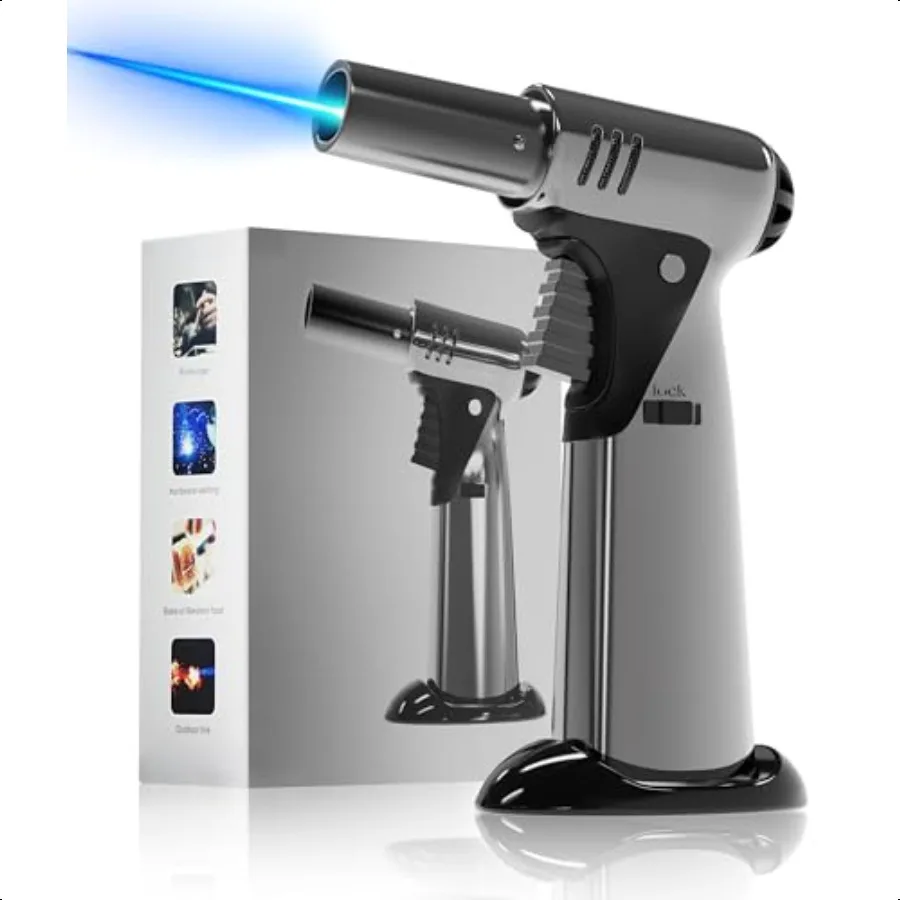 

Butane Torch Butane Refillable Kitchen Cooking Torch Torch Lighter with Safety Lock And Adjustable Flame For BBQ Baking Brulee