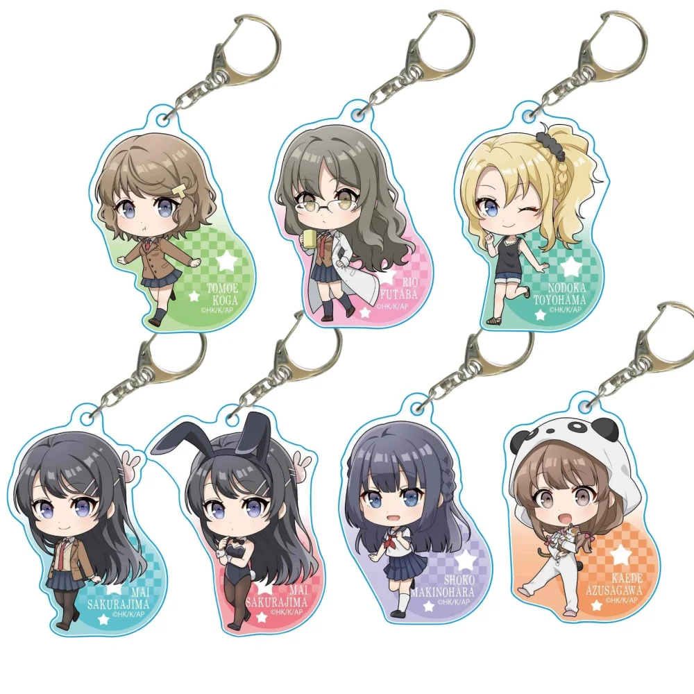Anime Store Rascal Does Not Dream of Bunny Girl Mai Sakurajima Kaede Acrylic Keychain Pendant Ornamen Fans Charm Gifts About 6cm