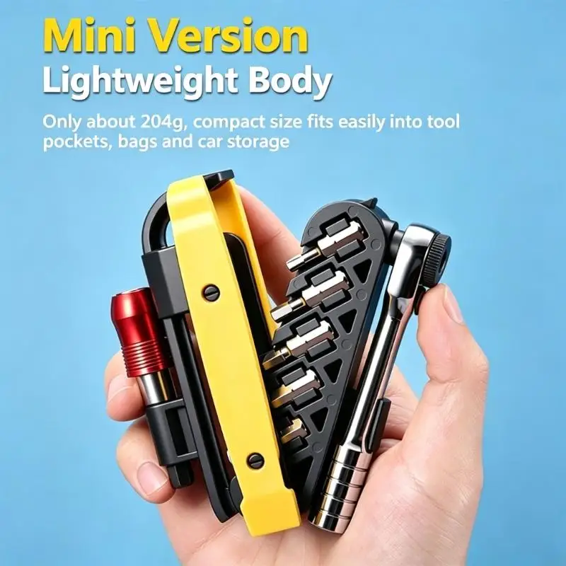 Bike Repair Tool with Integrated Storage, Portable Multifunction Cycle Maintenance Set for Basic Adjustments, M4YD