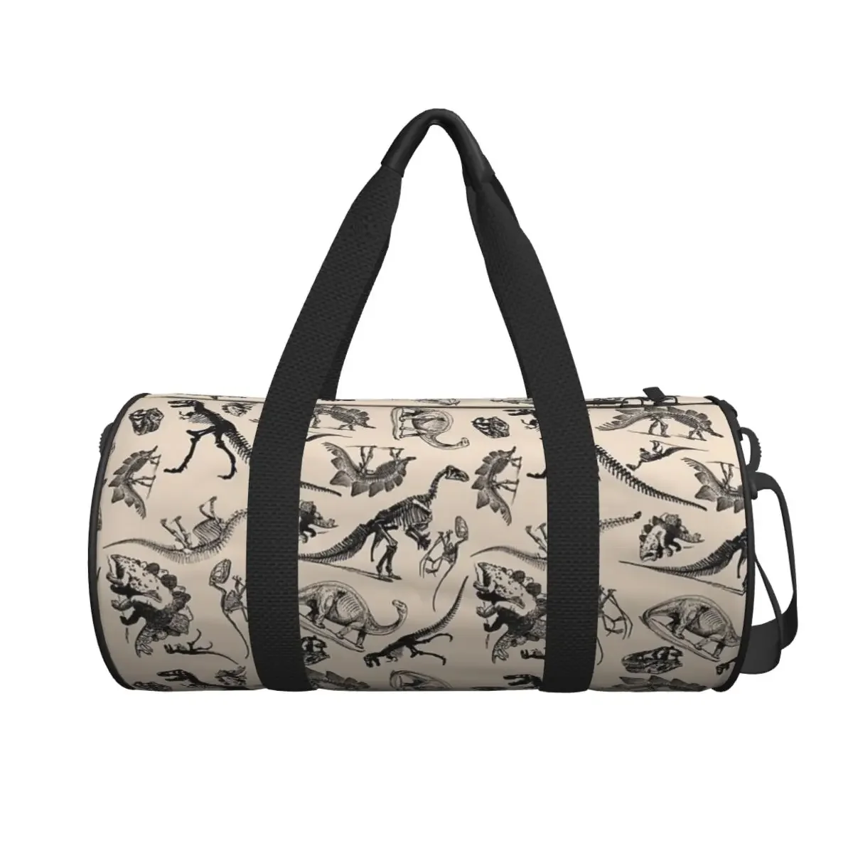 

Винтажный музей динозавров и скелетов, черные и кремовые большие спортивные сумки, дорожные сумки, сумки для фитнеса