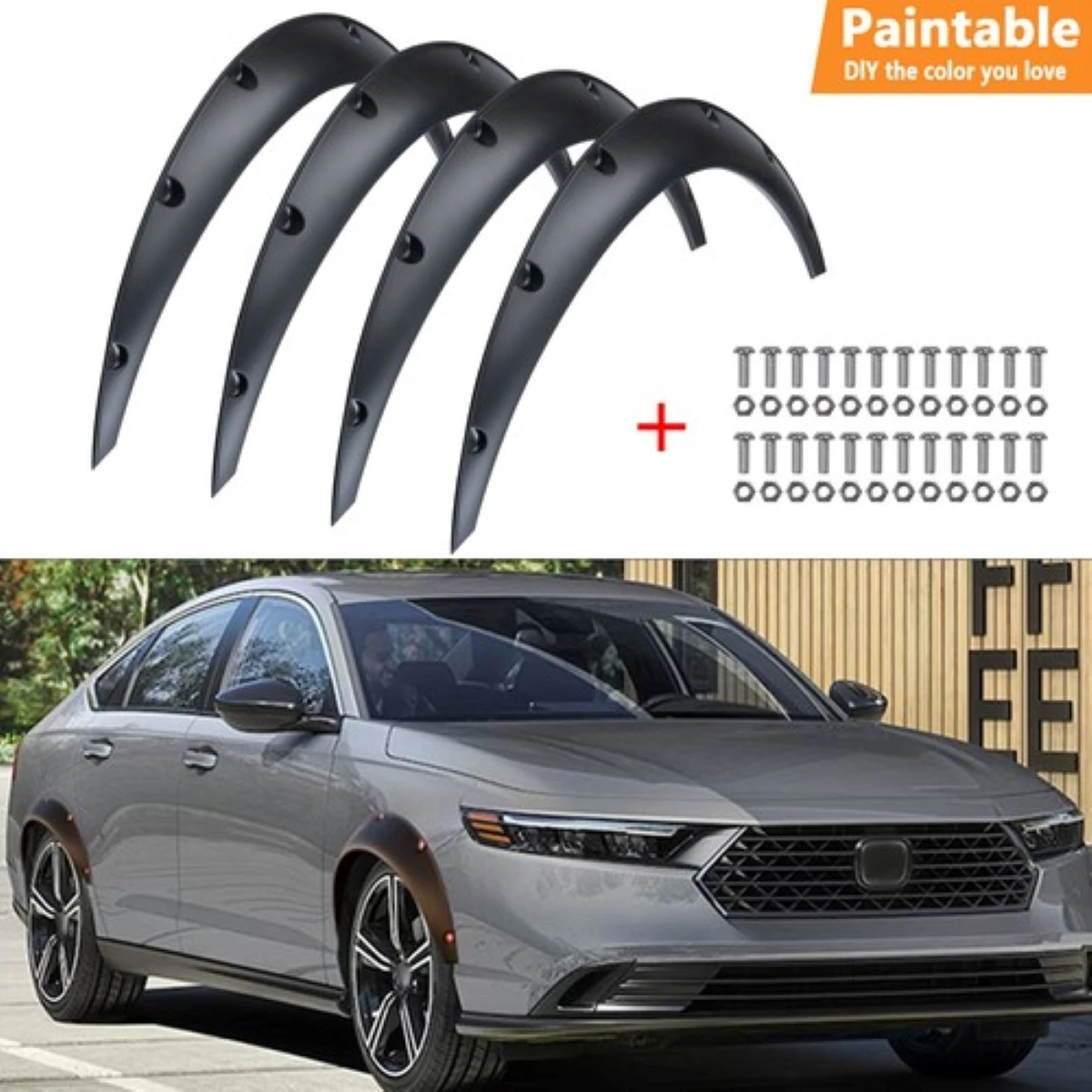 

For Honda Accord Black 4x Flexible Fender Flares Wide Body kit Wheel Arches