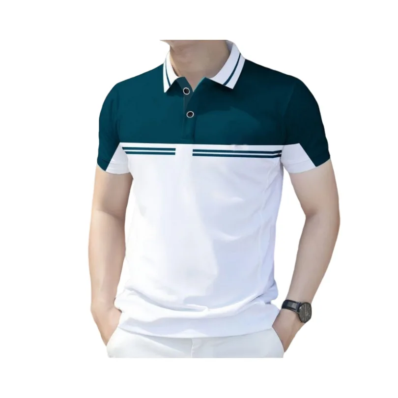 

Europe and the United States Hot 2024 Summer Men's Color Matching 3D Digital Printed Short-sleeved POLO Shirt Casual Fashion Top