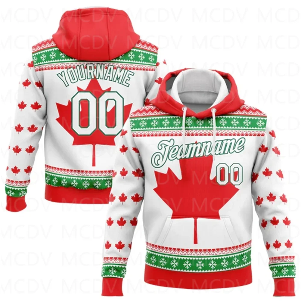 Red White-Black 3D Christmas Plaid And Snow Sports Pullover Sweatshirt Hoodie 3D Printed Hoodies Unisex Casual Street Tracksuit