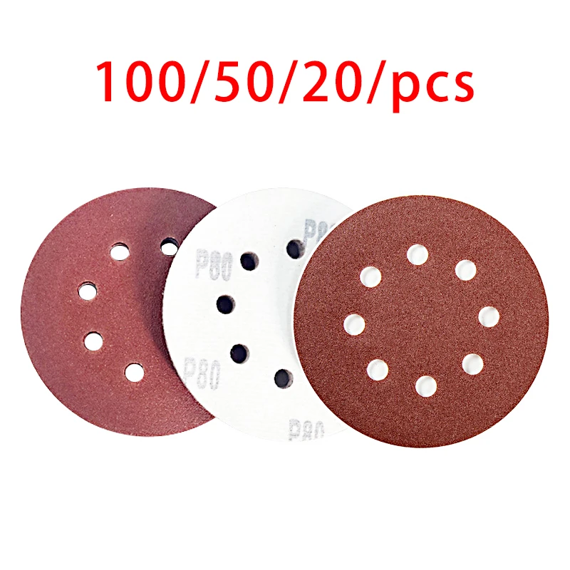 5inch 8 Hole 125mm Sanding Paper Screen Discs Woodworking Metal Grinding Disc Abrasive Polishing Tool 40/60/80/100/120/2000Grit