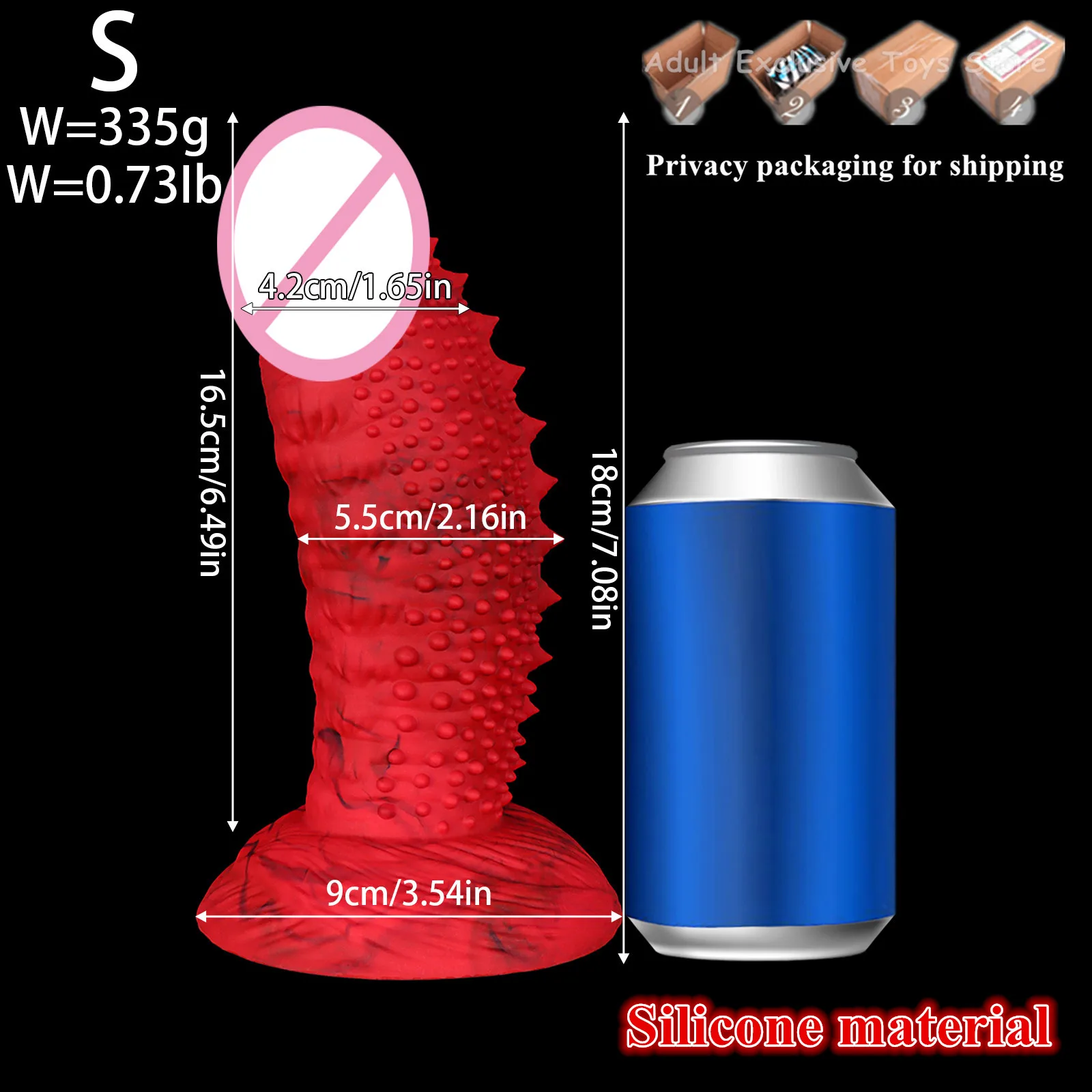 Dildo in silicone rosso con punte e ventosa gioco anale_voghion.com
