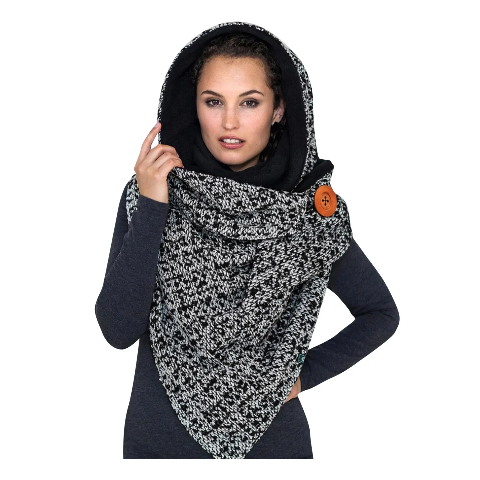 Printing Winter Soft Warm Casual Bib Shawls Wrap Scarves Women Button Fashion Scarf Thick Scarfs for Women Neck Warmer Scarfs