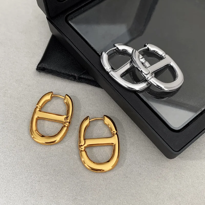 Double Loop Design Earrings 2024 New Gold Silver Color Geometric Elegant Luxurious Hoop Earrings for Women Girls Fashion Jewelry