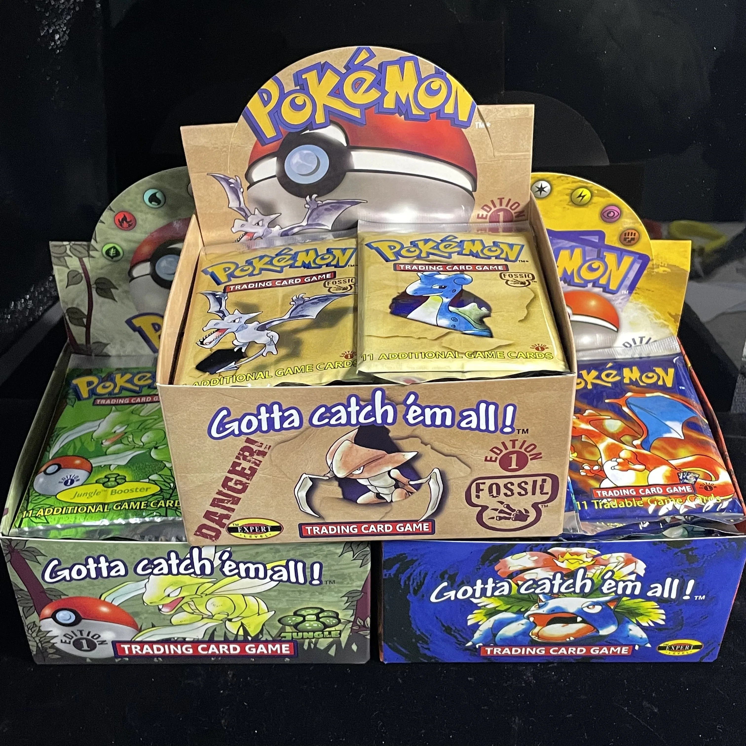 PKM Card BOOSTER BOX BS1|JUNGLE|FOOSSIL Sealed Box|Black Core Paper Collection Display/Japanese Animation/Gift Proxy TCG Cards