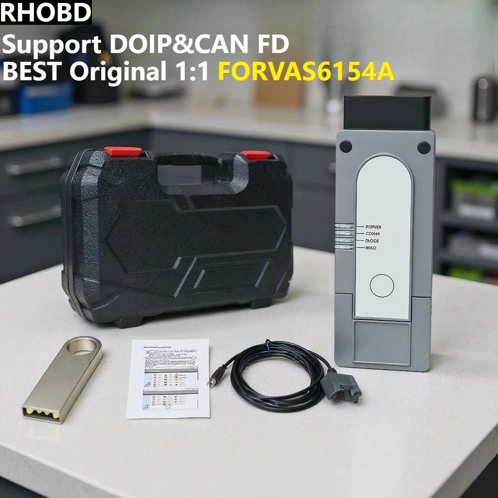 أحدث FORVAS6154A VNCI 6154A S23 E17 دعم CAN FD DoIP غطاء السائق الأصلي وظيفة كاملة مثل تحديث 5054a Super Obd2 Car FW