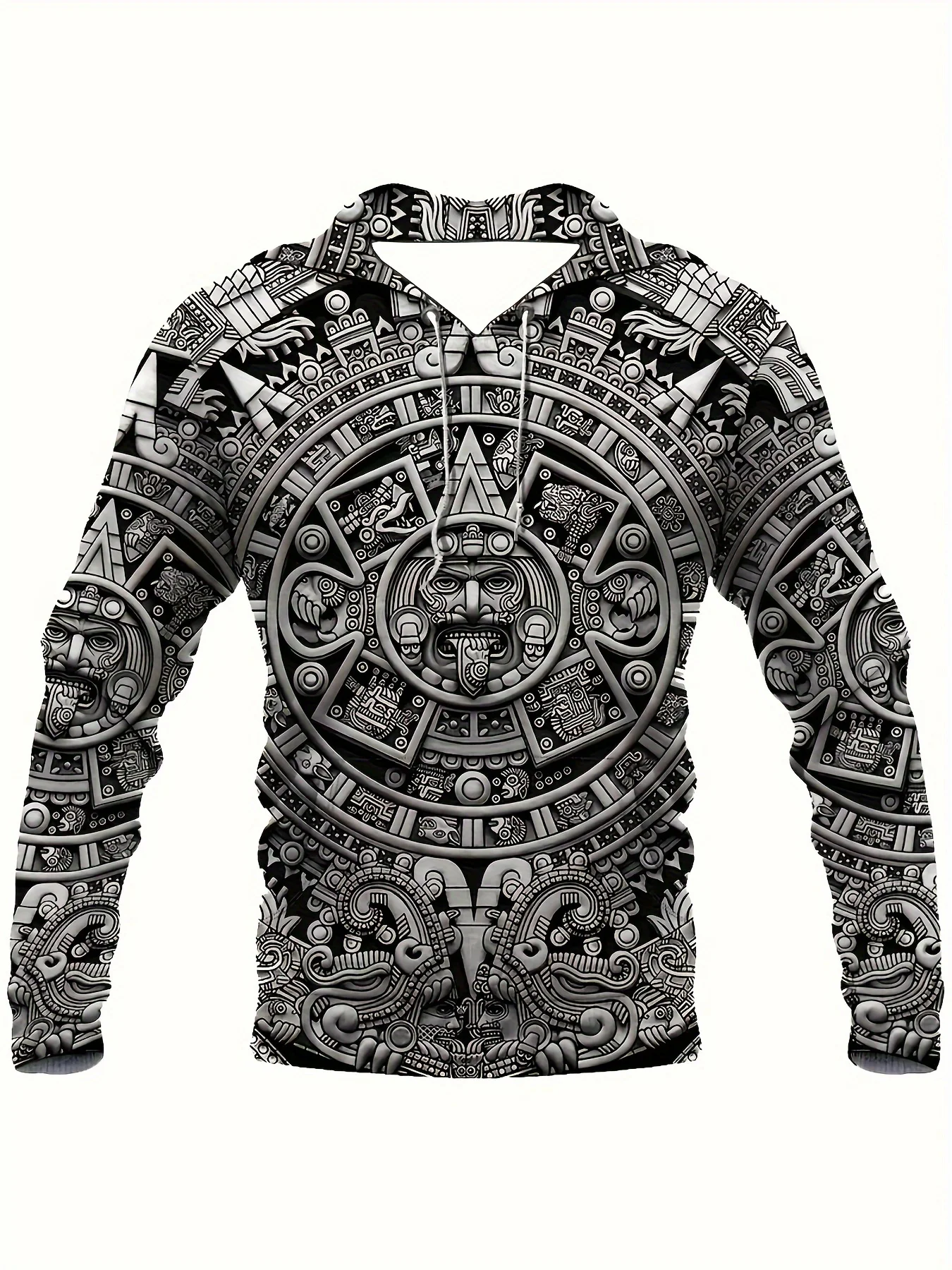 Aztec Sun Stone Hoodie Men Women Mayan Calendar Print 3D Carved Casual Pullover Hooded Sweatshirt Hip Hop Sport Streetwear Tops