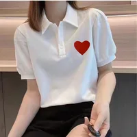 Polo Neck T Shirt for Women White Short Sleeve Woman 100℅ Cotton Tshirt Summer Outfit Graphic Youthful Clothes High Quality New - Image 3