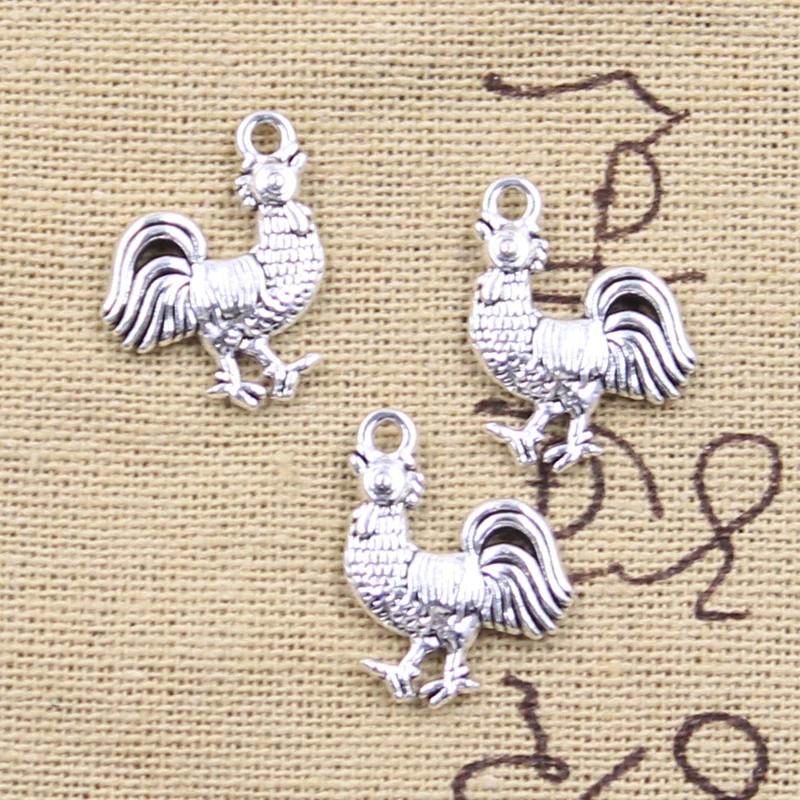 12pcs Charms Cock Rooster 20x14mm Antique Silver Color Pendants Making DIY Handmade Tibetan Finding Jewelry image 2