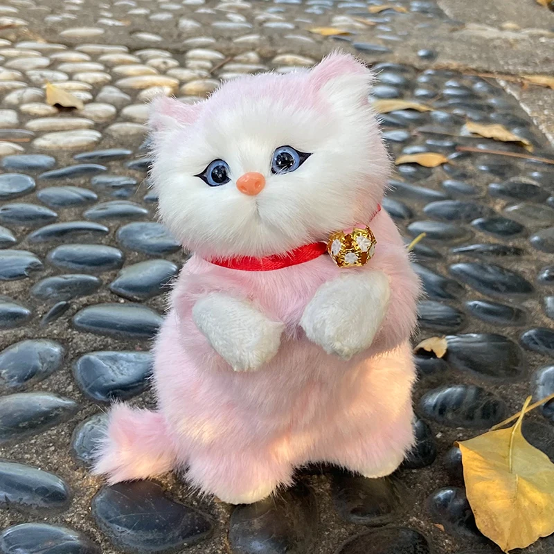 Hakimi simulación animal de peluche colorido riqueza atraer gato juguete lindo llamará gato muñeca mascota decoración ornamento