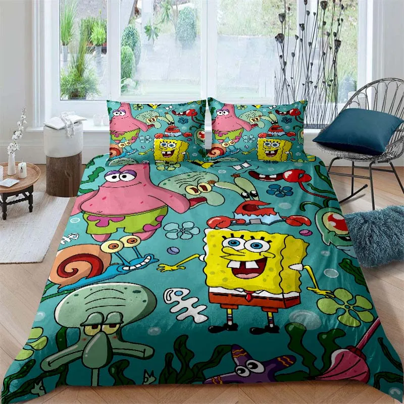 This new SpongeBob SquarePants-themed bedding set features soft duvet and pillowcases, suitable for teenagers and children. view 2
