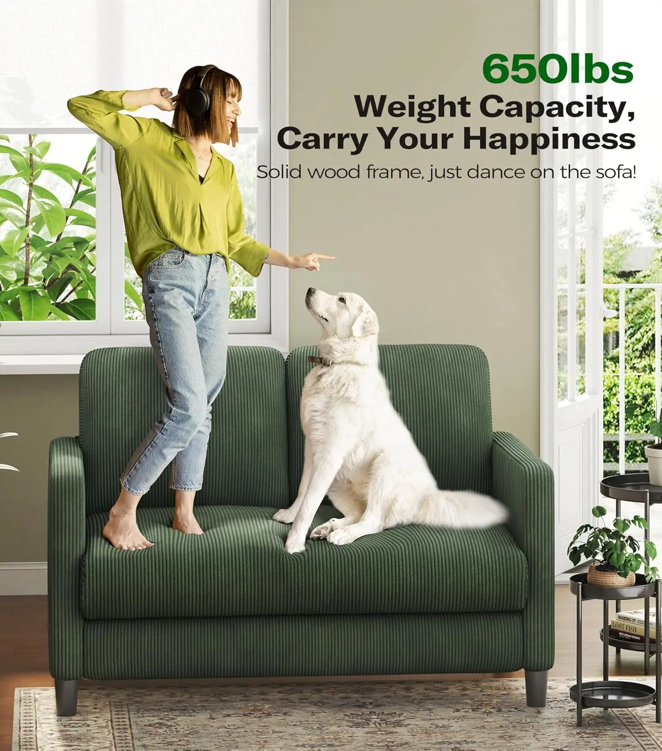 أريكة Loveseat، مقعد حب مقاس 51 بوصة، مقعد Loveseat صغير مريح للمساحات الصغيرة، أريكة إعداد خالية من الأدوات لغرفة النوم، أرائك خشبية بالكامل #5