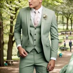 Slim Fit Men's Suits Regular Fit 3 Piece Elegant Tuxedos Set Notch Lapel Blazer Vest Pants for Evening Party Wedding Male Suit