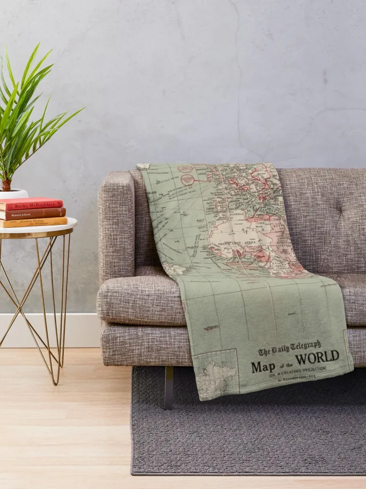 Vintage Map of The World (1918) Throw Blanket bed plaid Plaid on the sofa Blankets