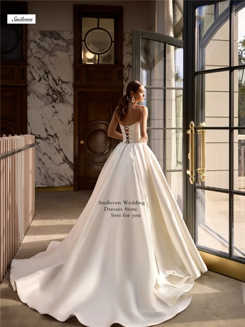 Suknie ślubne Smileven bez ramiączek, linia A, suknia balowa dla panny młodej, suknie ślubne księżniczki, szyte na miarę 2026