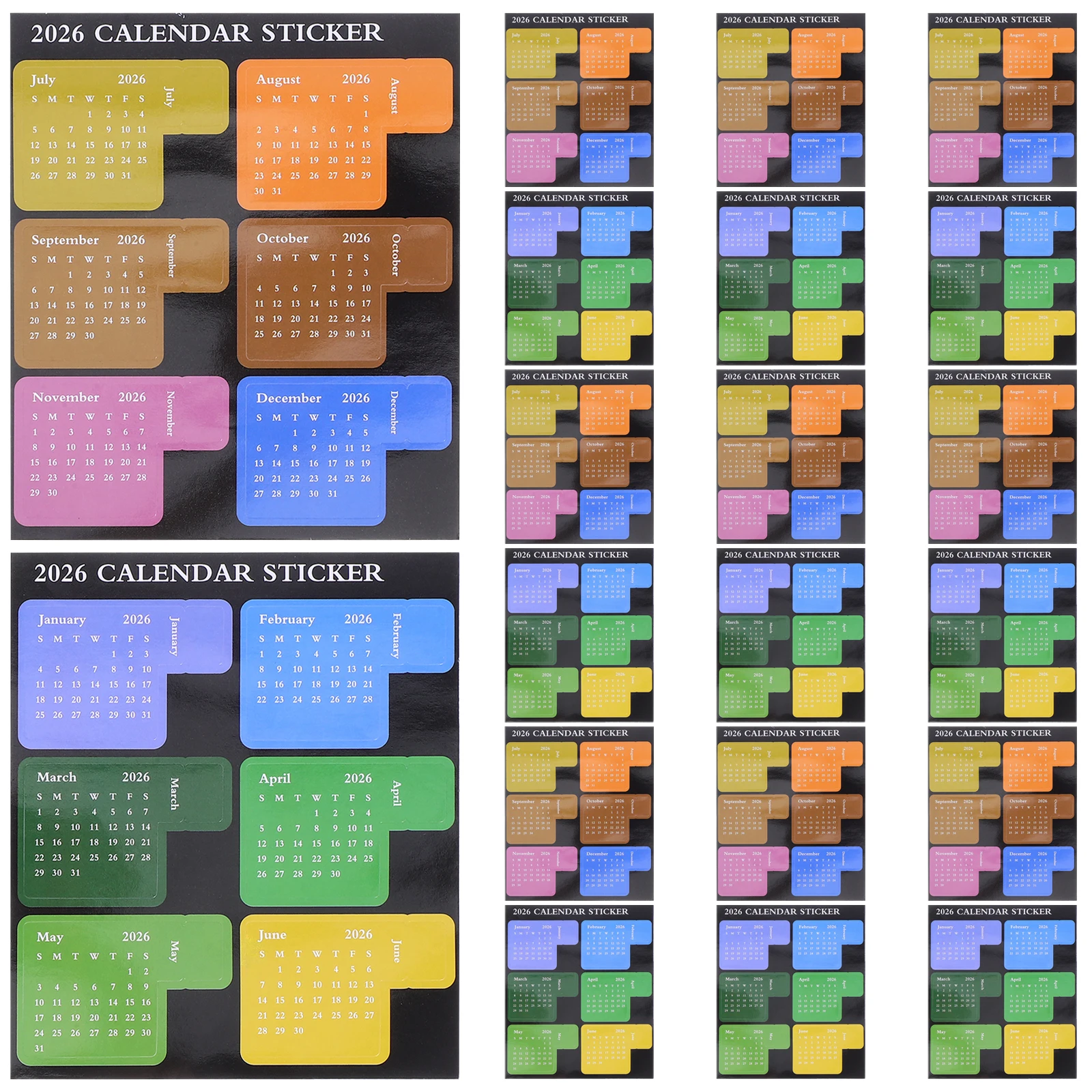 12Set 2026 DIY Calendar Stickers Monthly Planner Tabs Labels for Notebook Journal Diary Sticky Page Markers Scheduling Aid