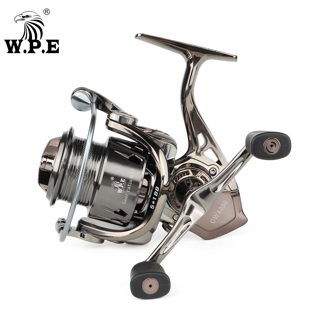 W.P.E GW Spinning Fishing Reel 1500/2500/3500/4000 Hi-Speed Gear Ratio 6.2:1 5+1 BBs Full Metal Spool Fishing Tackle Pesca