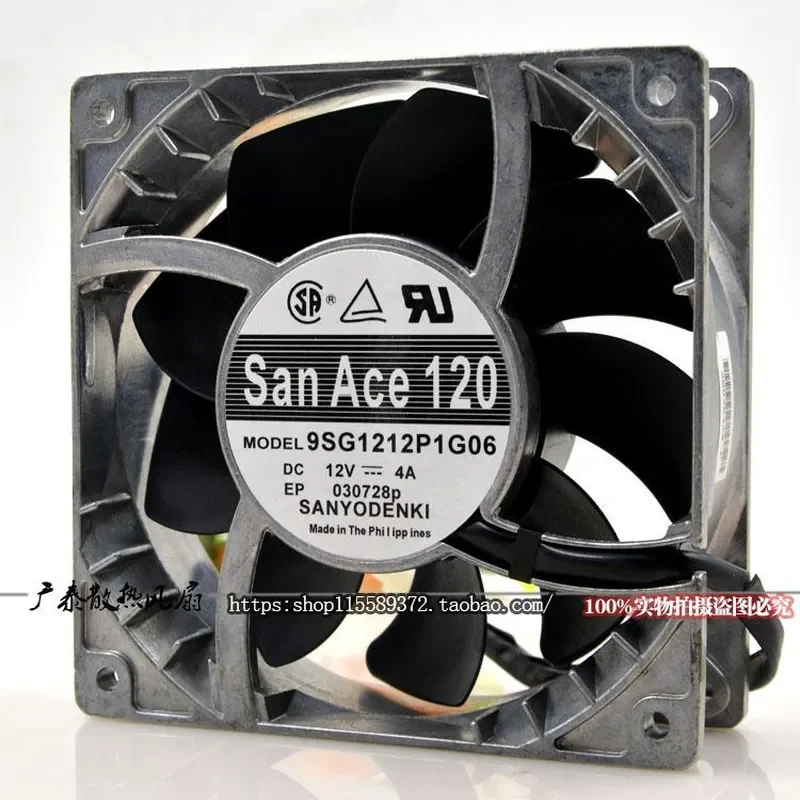for SANYO 9SG1212P1G06 G03 Cooling Fan 12V 4A 120mm 12038 High Temperature Resistant Aluminum Frame Server Case Cooler