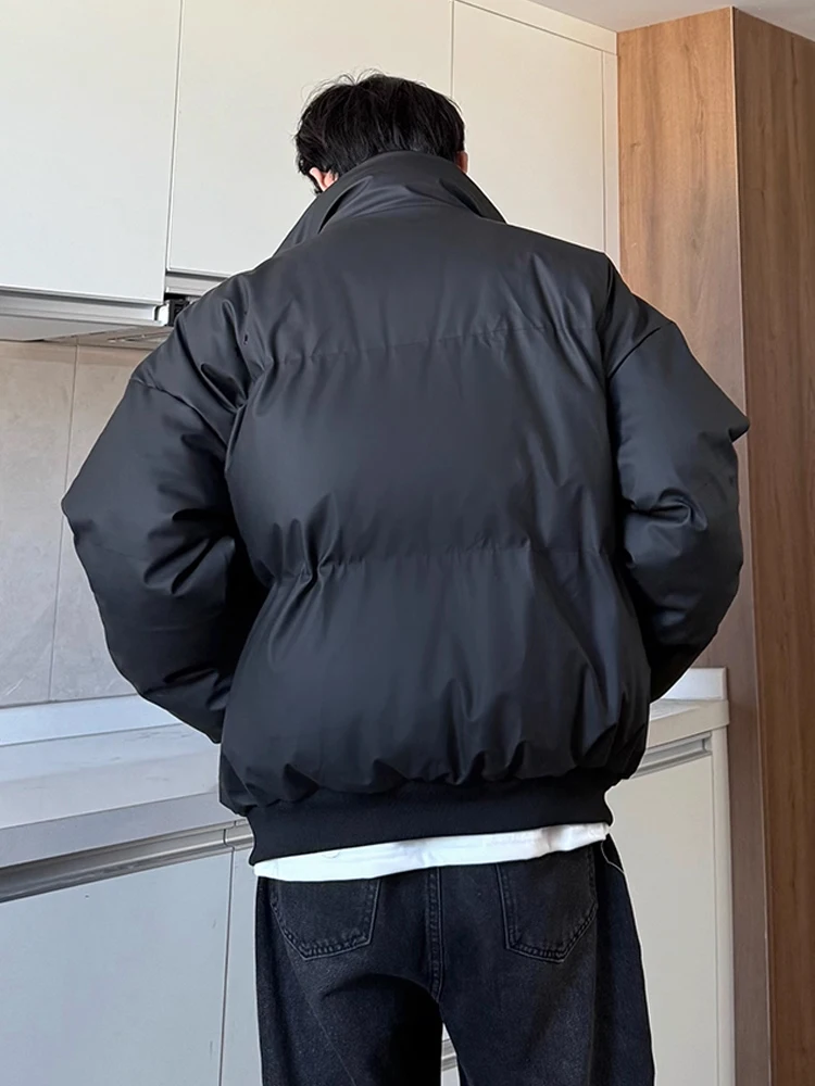 

American Sle Double Layer Thiened Cotton Jaet Men's Winter Faion Versatile ort Sle Warm Couple's Polyester Fiber