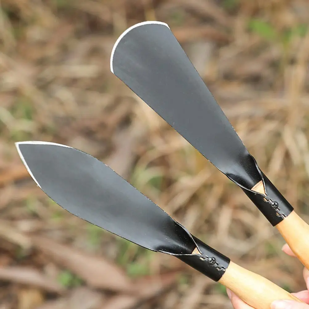 2 шт. садовый ручной мастерок, небольшой садовый мастерок с деревянной ручкой для посадки, копания, пересадки (плоская лопата + острая лопата)