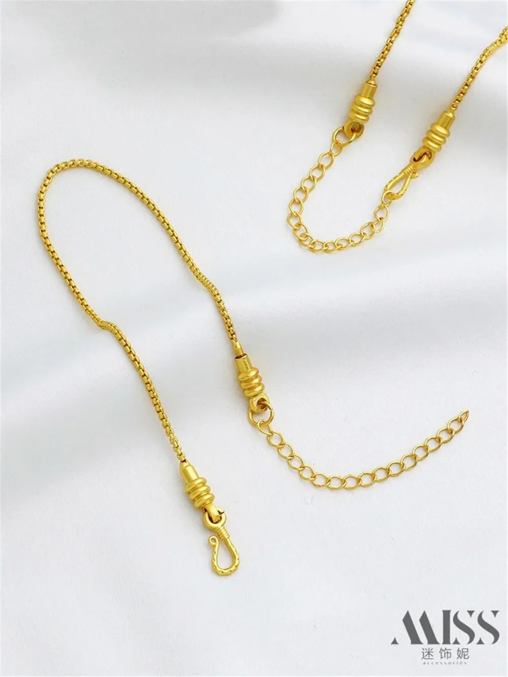 18K Gold Matte Gold Universal Bracelet with Adjustable Extension Chain DIY Bead Bracelet and Sand Gold Jewelry Accessories