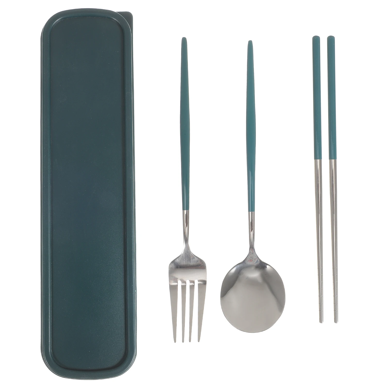 

Three Piece Stainless Steel Cutlery Set Green Portable Compact for Camping Hiking Outdoor Travel Accessories Lightweight