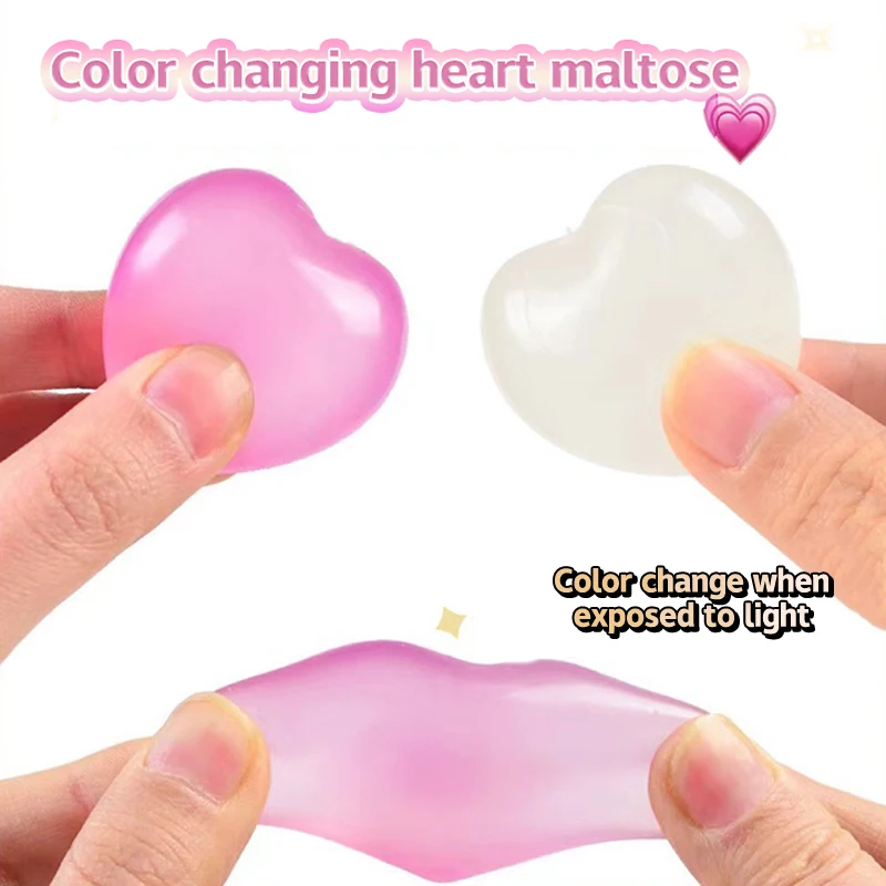 1Pc Changing Color Heart Squeeze Toy Sequins Love Fidget Toy Pinch Kneading Toy Stress Reliever Toy Kid Party Favor