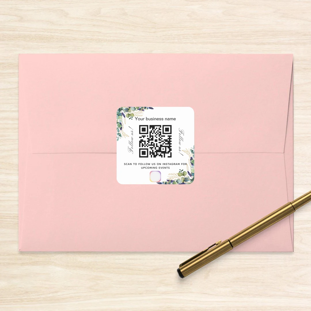Picture 7: 50pcsCustomizable enterprise website logo QR code stickers - square design, personalized text, social media links label