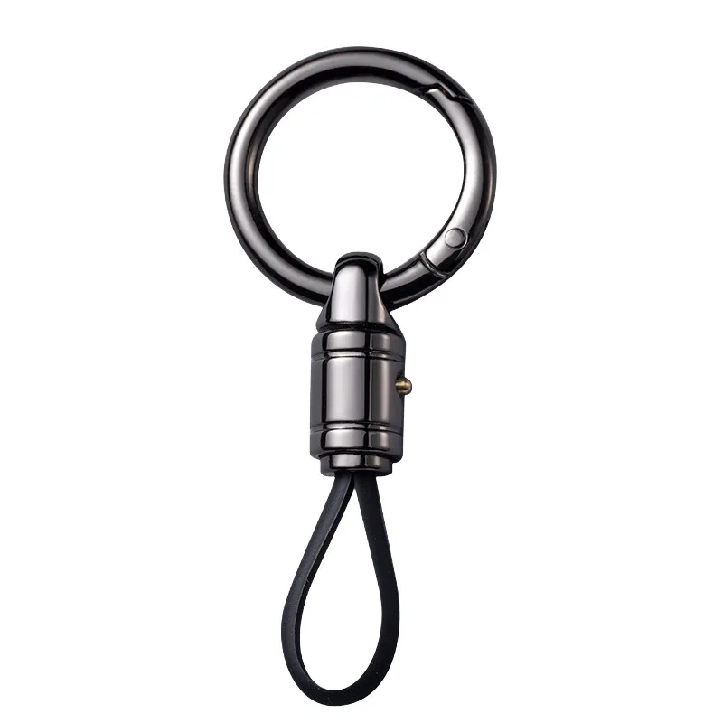 Car Keychain Rubber Rope Luxury Metal High-end Car Keychain Rope with Keyring Good Quality Car Key Keyholder