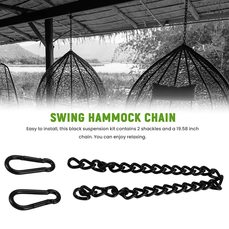 Steel Hanging Chair Chain With 2 Carabiners, Heavy Duty Porch Swing Hammock Chain Kit,For Hammock Swings(66Cm)