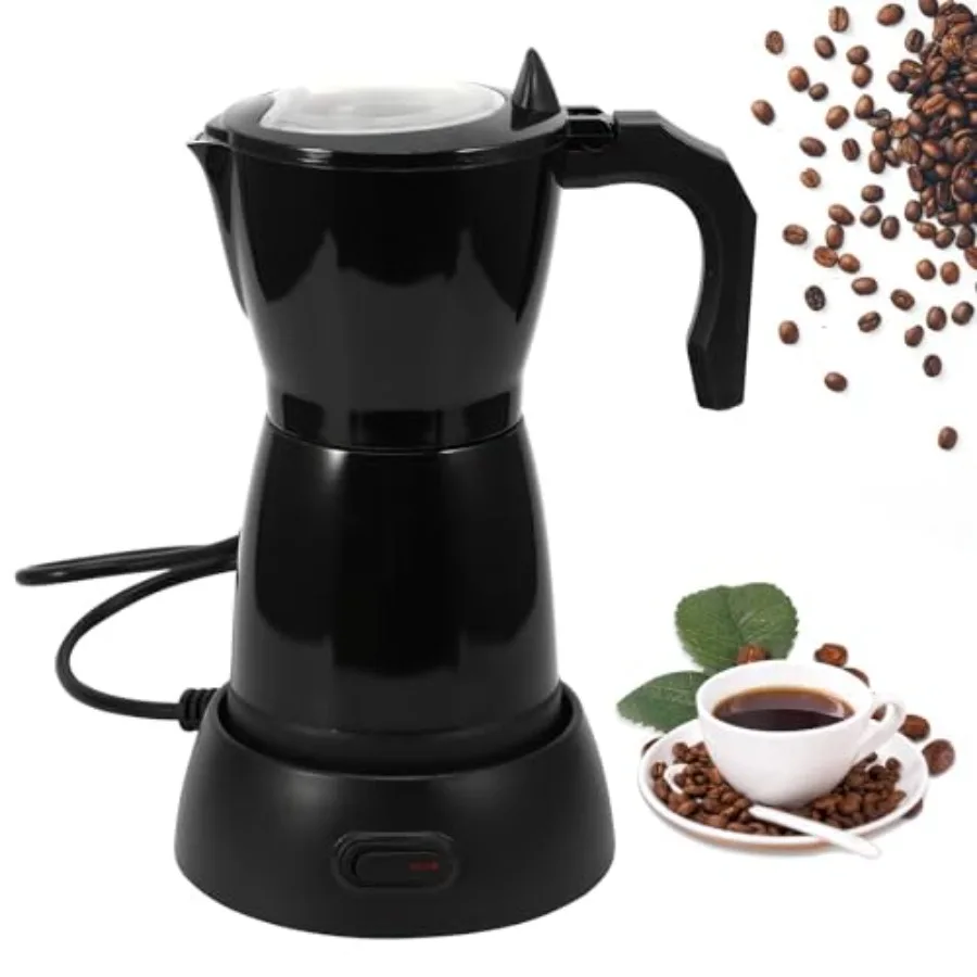 

Coffee Pot Electric Espresso Coffe Maker 300ml 6 Cups Aluminum Moka Pot with Overheat Protection and Detachable Base Portable I