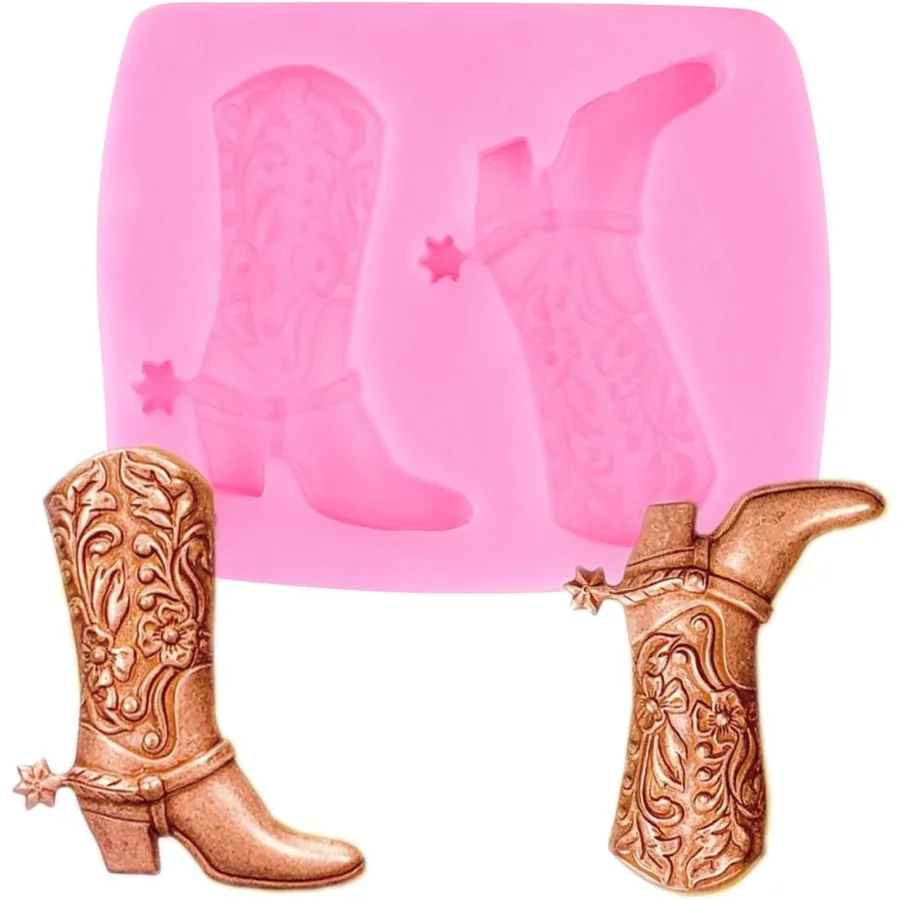 

3D силиконовые формы для ботинок, ковбойские ботинки, форма для помадки для украшения торта «сделай сам», кекс, топпер, шоколадные конфеты, резинка, паста, полимерная глина