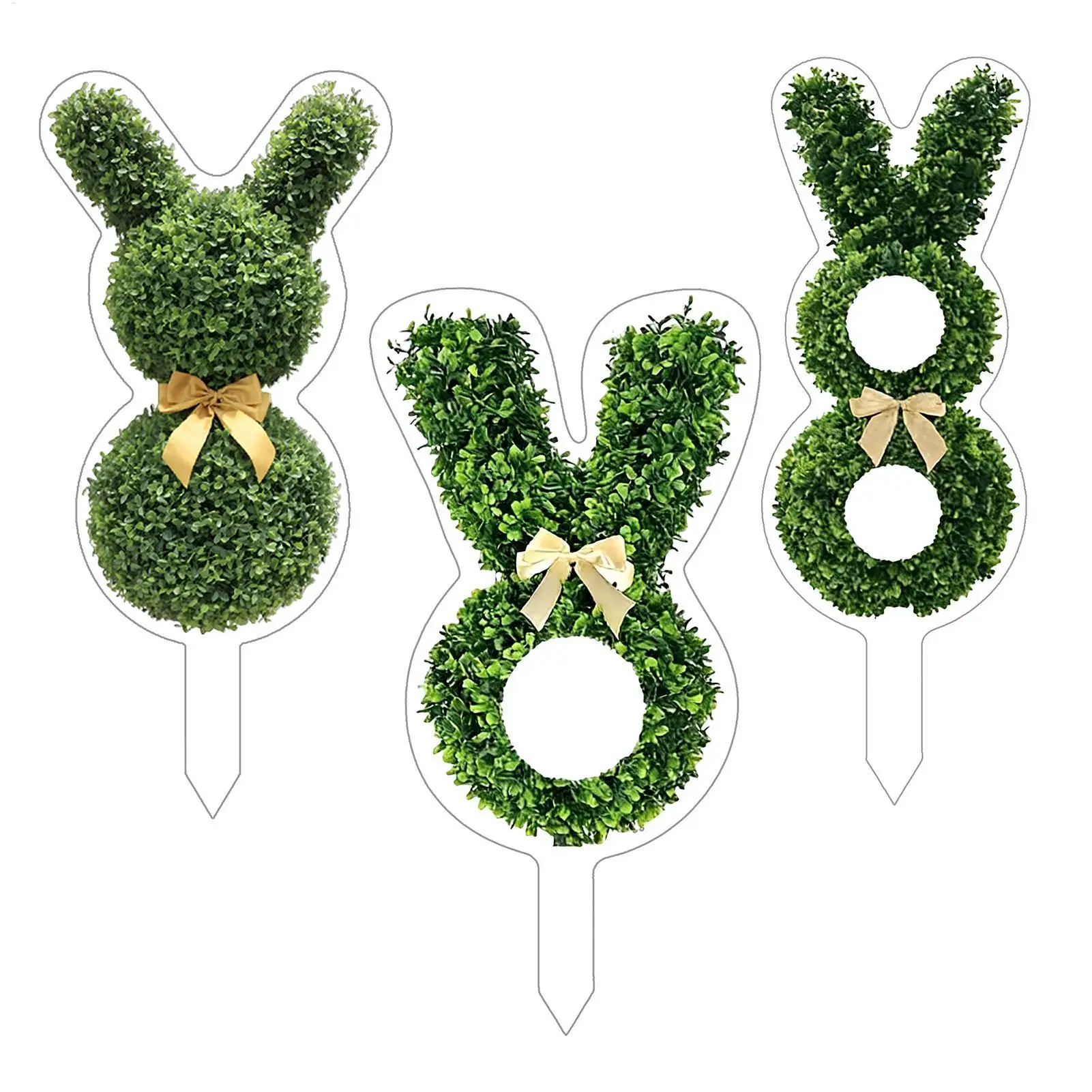 Easter Garden Decor Acrylic Bunny Yard Stakes Outdoor Rabbit Ornament 2D Tree Hanger for Park Plant Planter Holiday Party Gift