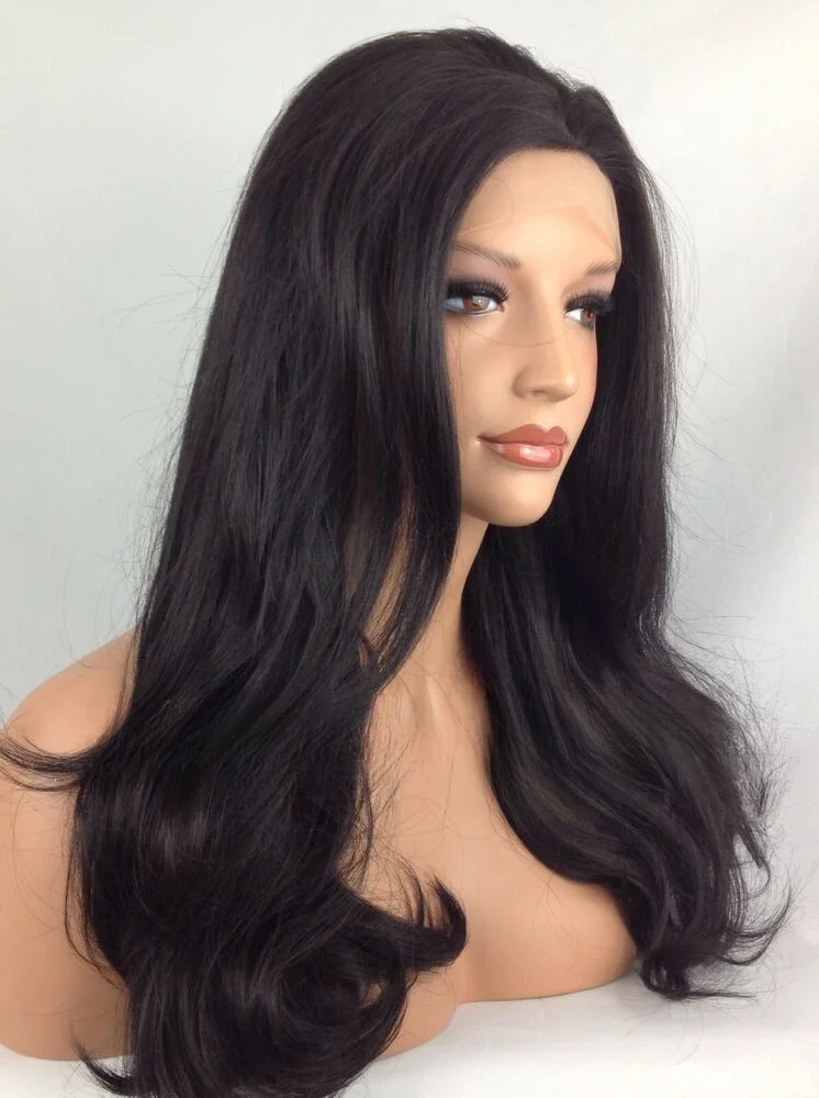 BLACK/DARK BROWN LONG Synthetic LADIES WOMENS HEAT RESISTANT LACE FRONT WIG