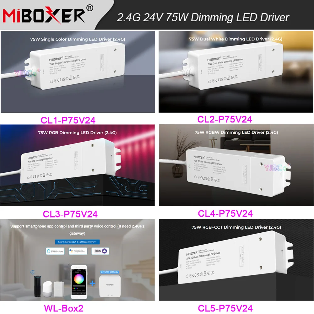 2.4G RF Panel Remote control 24V DC 75W 2.4G Dimming Driver Single color/Dual White/RGB/RGBW/RGB+CCT LED Power supply 110V~220V