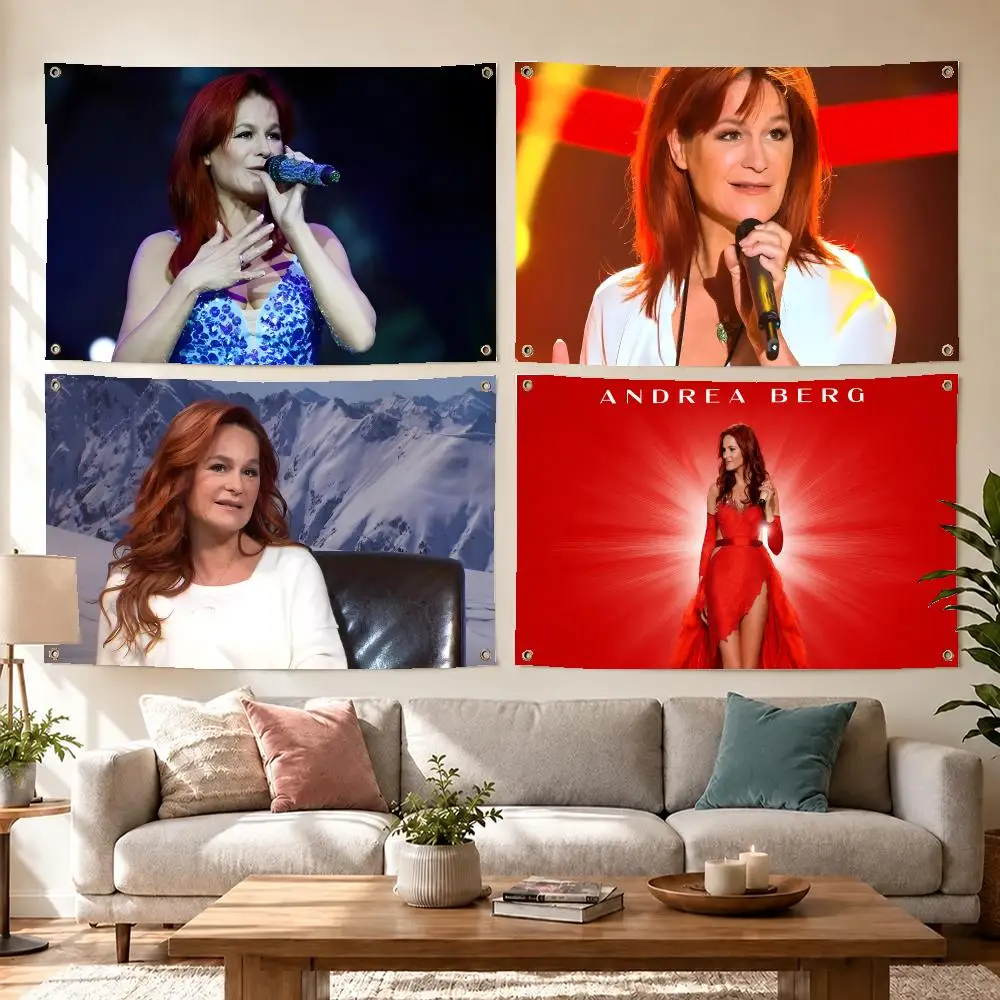 Pop Singer Andrea Berg Flags Concert Print Wall Hanging Art Banner, Indoor Outdoor Bedroom Home Decor Backdrop, Perfect Gift