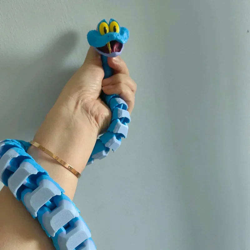 لعبة مطبوعة ثلاثية الأبعاد على شكل حيوان مدينة غاري، ثعبان، ثعبان أزرق، لعبة تخفيف التوتر المتحركة، دمية ثعبان مقلدة، هدية عيد الميلاد