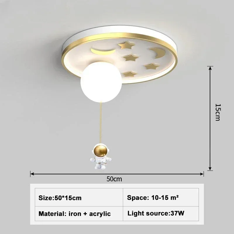 NONE Modern European Children Moon LED Astronaut Ceiling Lamp 3